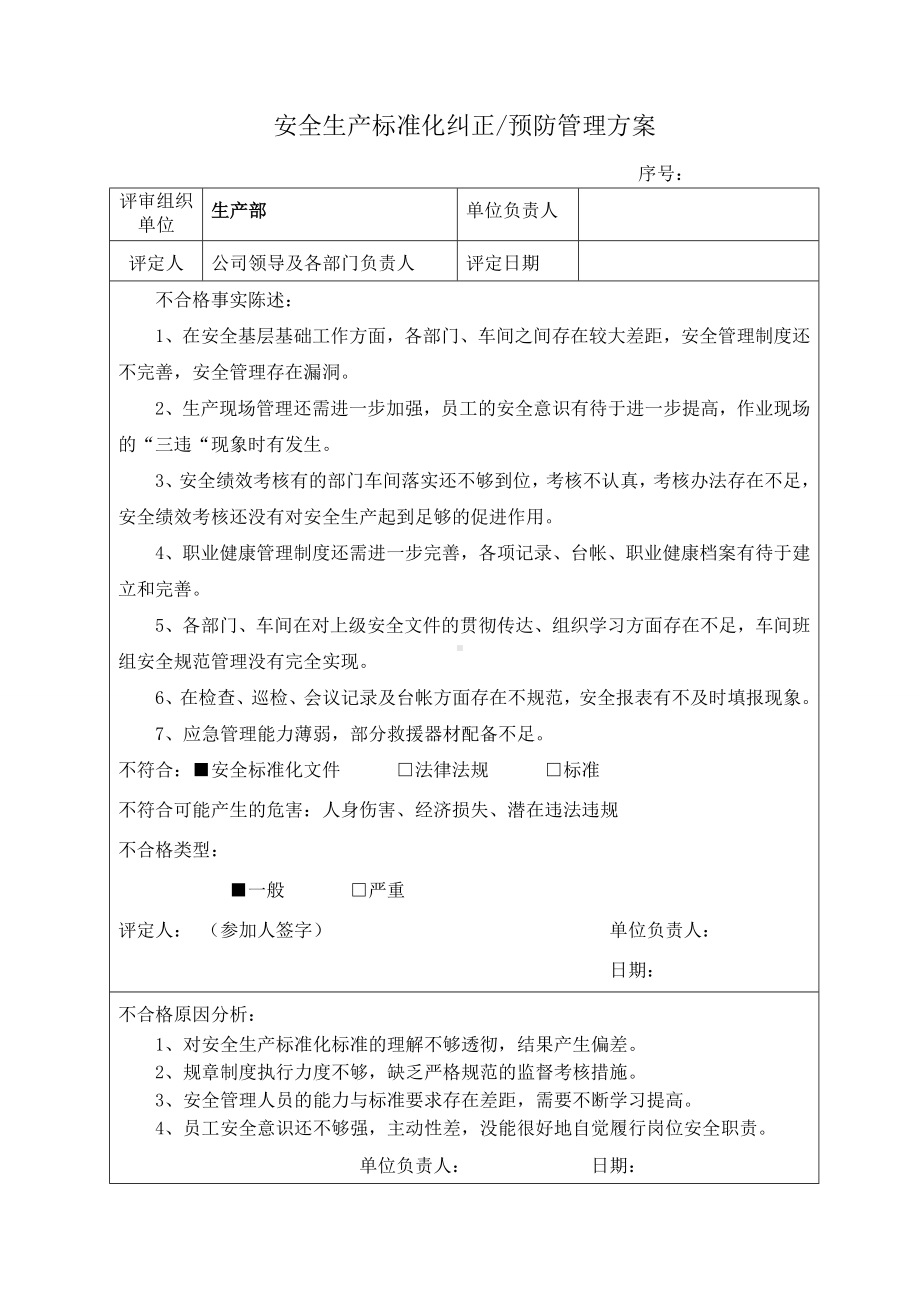 安全生产标准化纠正预防管理方案.doc_第1页