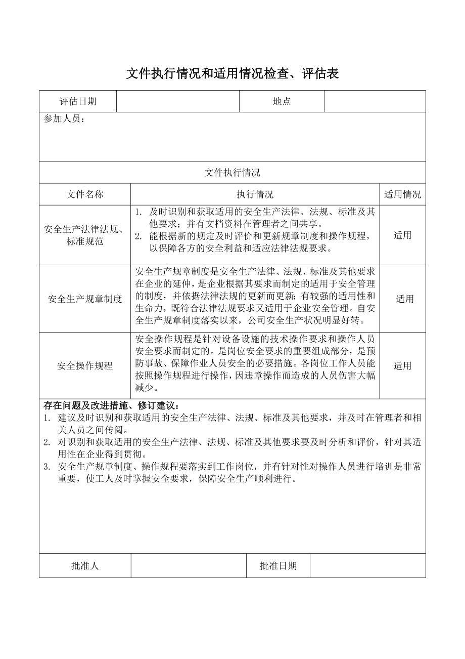 文件执行情况和适用情况检查、评估表.doc_第1页