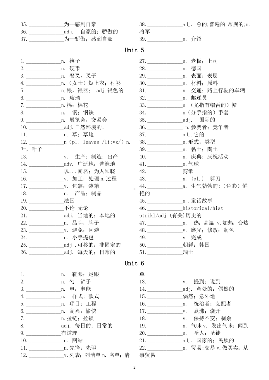 初中英语人教新目标九年级全册单词默写练习（分单元编排）.docx_第3页