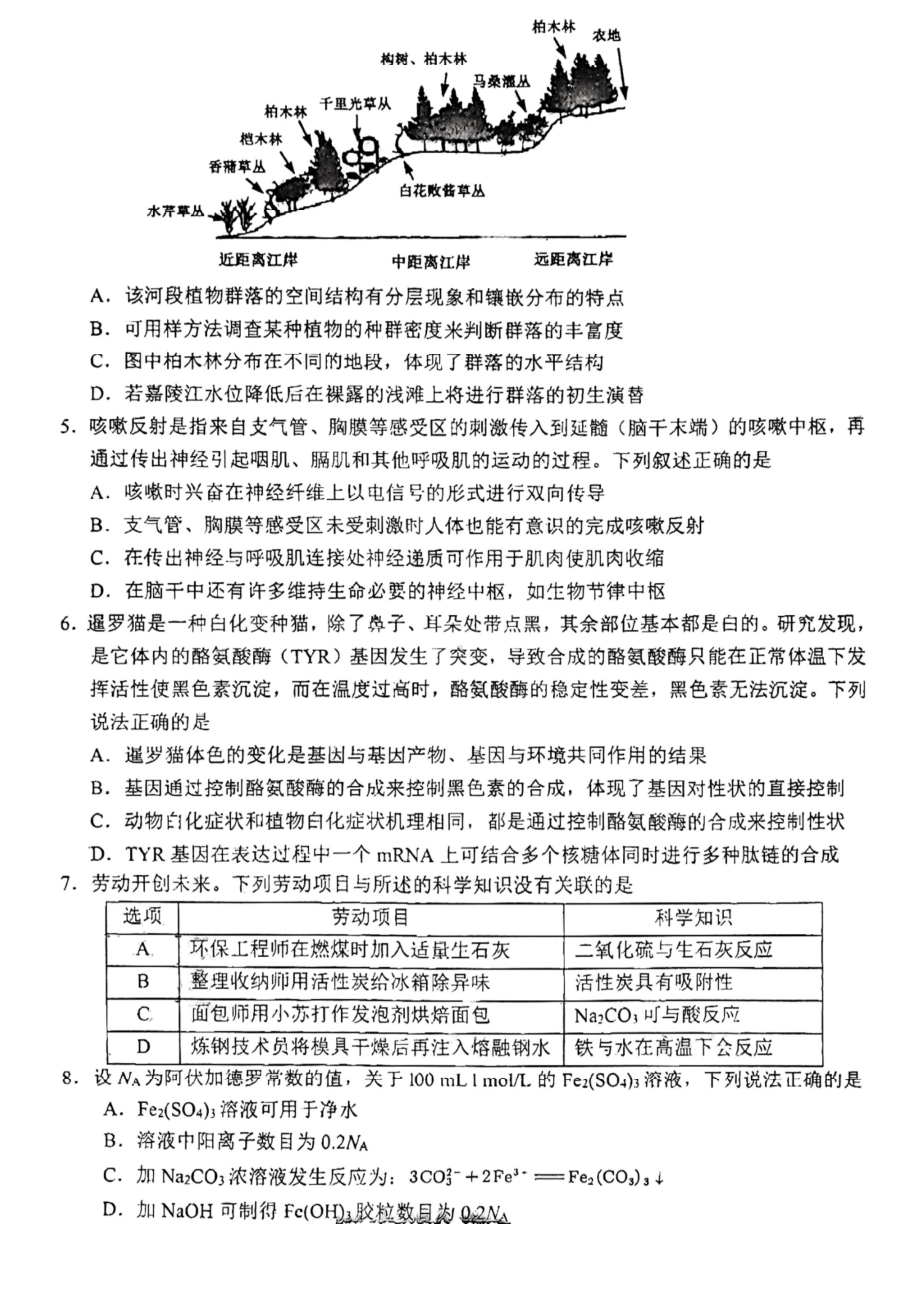 四川省南充市2023届高三下学期高考适应性考试二诊理科综合试卷+答案.pdf_第2页