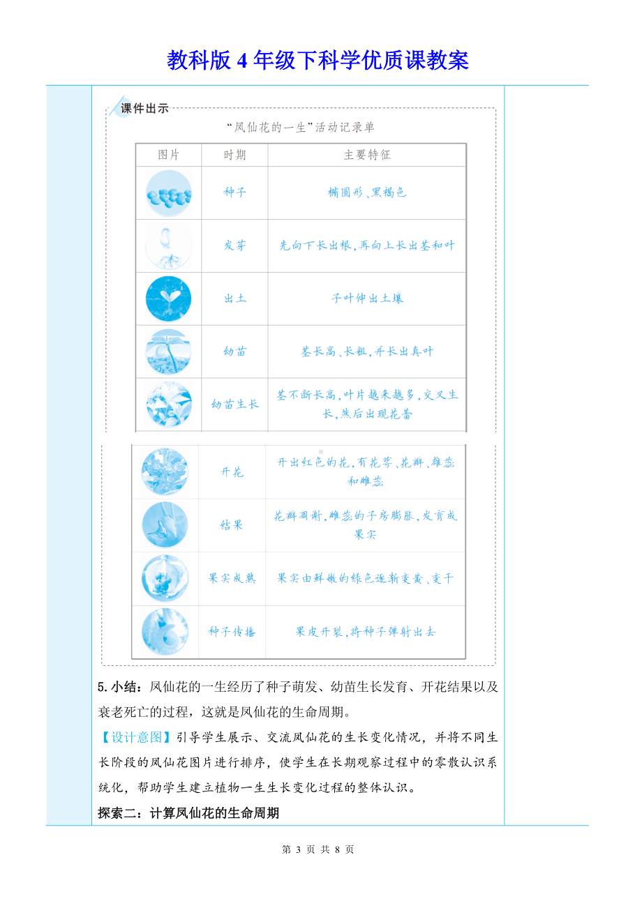教科版4年级下科学第一单元第8课《凤仙花的一生》优质课教案.docx_第3页