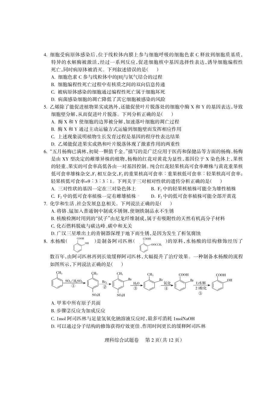 2023届四川省凉山彝族自治州高三下学期第二次诊断检测理科综合试题.pdf.pdf_第2页