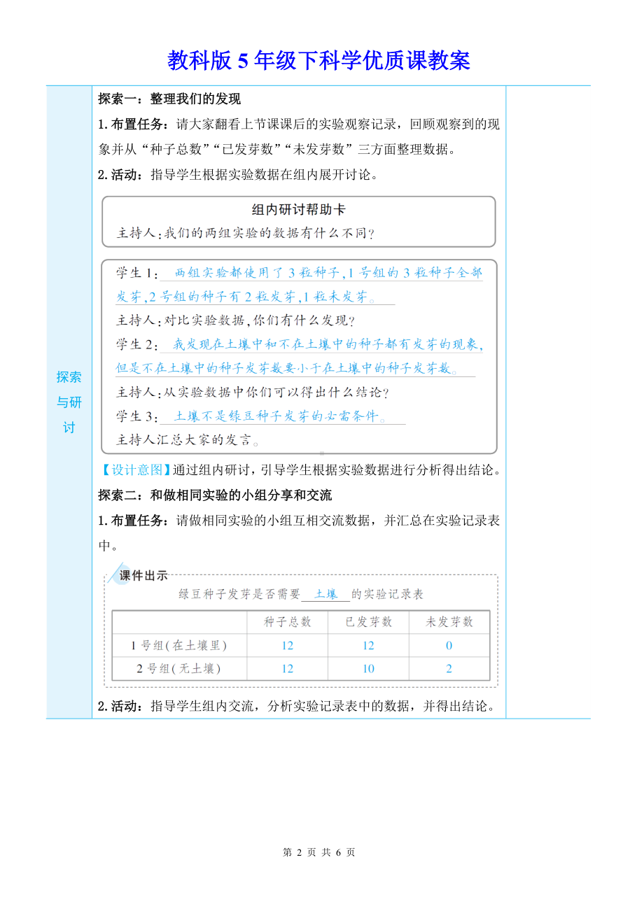 教科版5年级下科学第一单元第2课《比较种子发芽实验》优质课教案.docx_第2页
