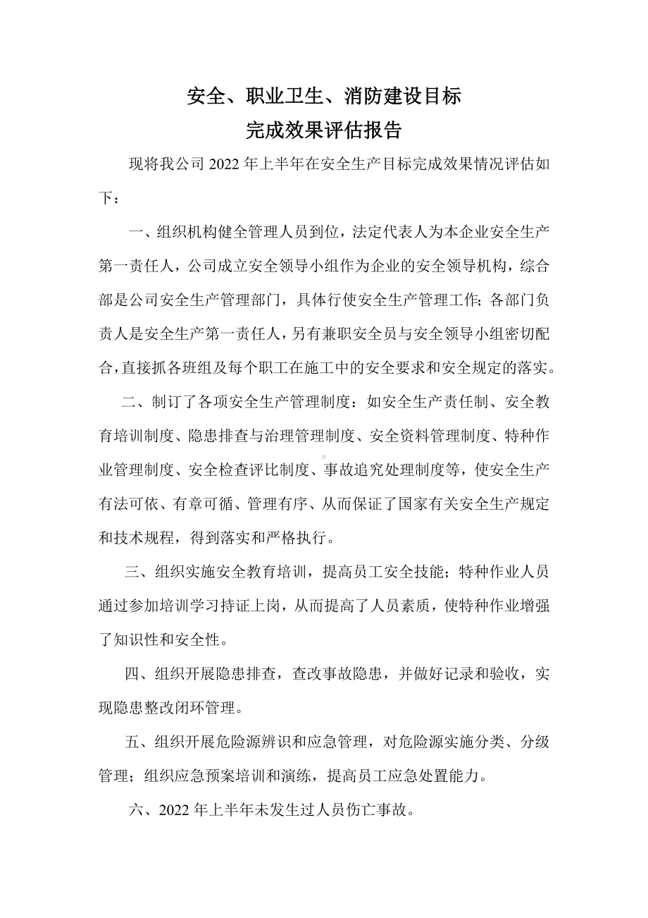 安全目标完成效果评估报告（上半年、年度）.doc_第2页