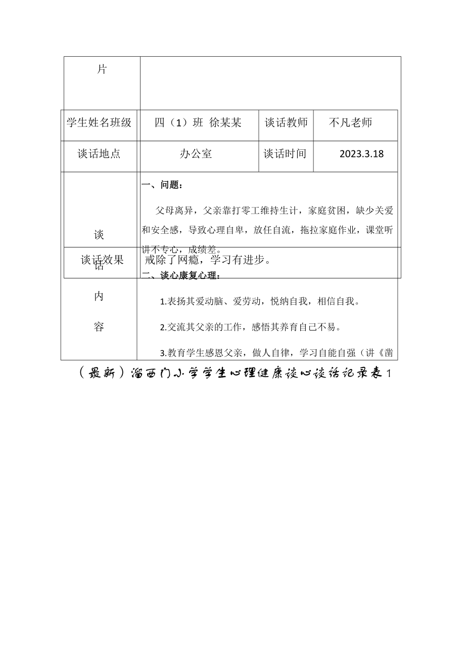 （最新）小学生心理健康谈心谈话记录表（精编汇集）.docx_第2页