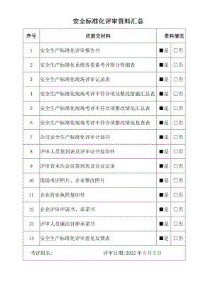 安全标准化评审材料汇总单.docx