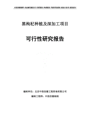 黑枸杞种植及深加工项目可行性研究报告建议书.doc