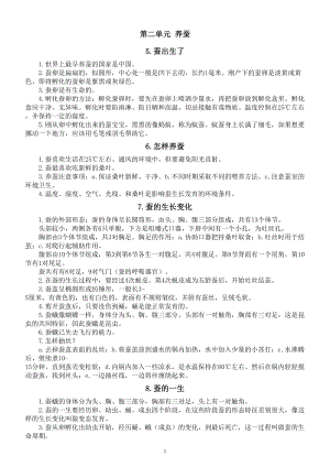 小学科学人教鄂教版四年级下册第二单元《养蚕》知识点整理（2023春）.doc