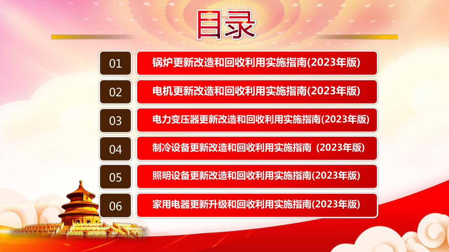 2023《重点领域产品设备更新改造和回收利用实施指南（2023年版）》重点要点内容学习PPT加快促进产业链循环畅通推动相关行业绿色低碳发展PPT课件（带内容）.pptx_第2页