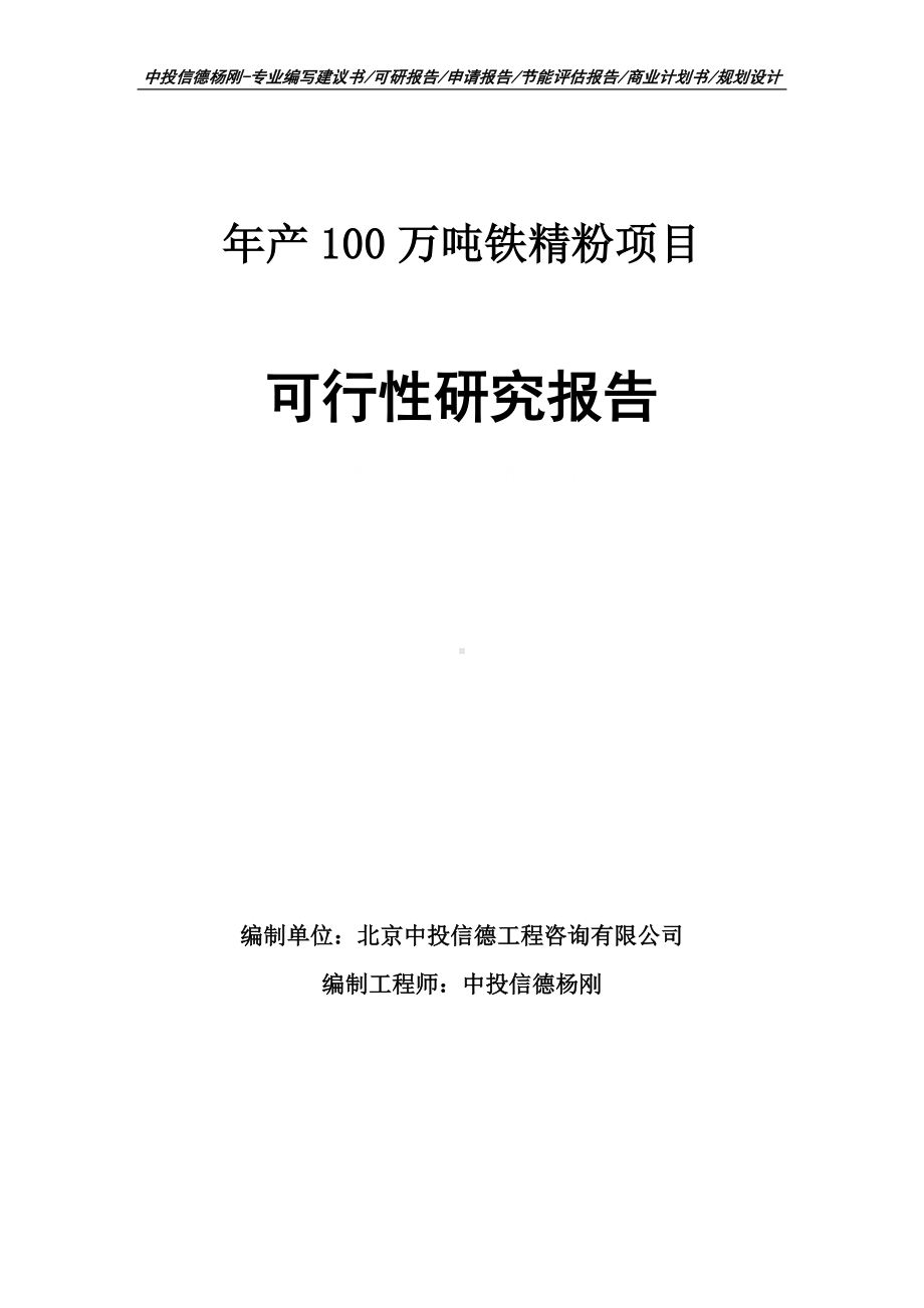 年产100万吨铁精粉可行性研究报告建议书申请备案.doc_第1页