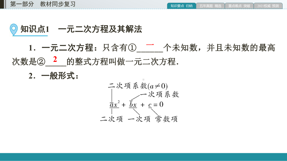 第1部分 第8讲一元二次方程-2021年中考数学一轮复习ppt课件（云南专版）.pptx_第3页