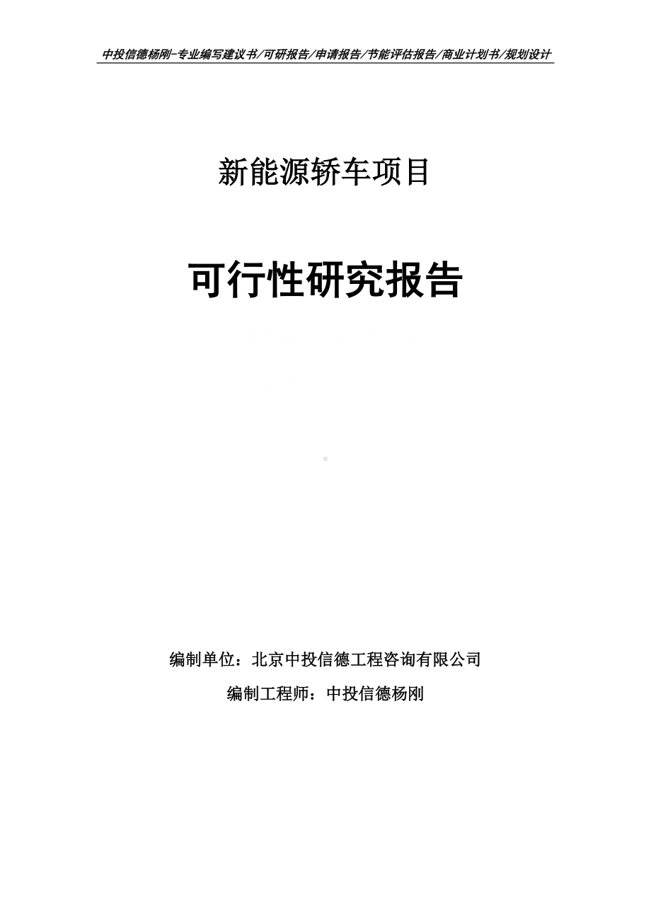 新能源轿车项目可行性研究报告建议书申请备案.doc_第1页