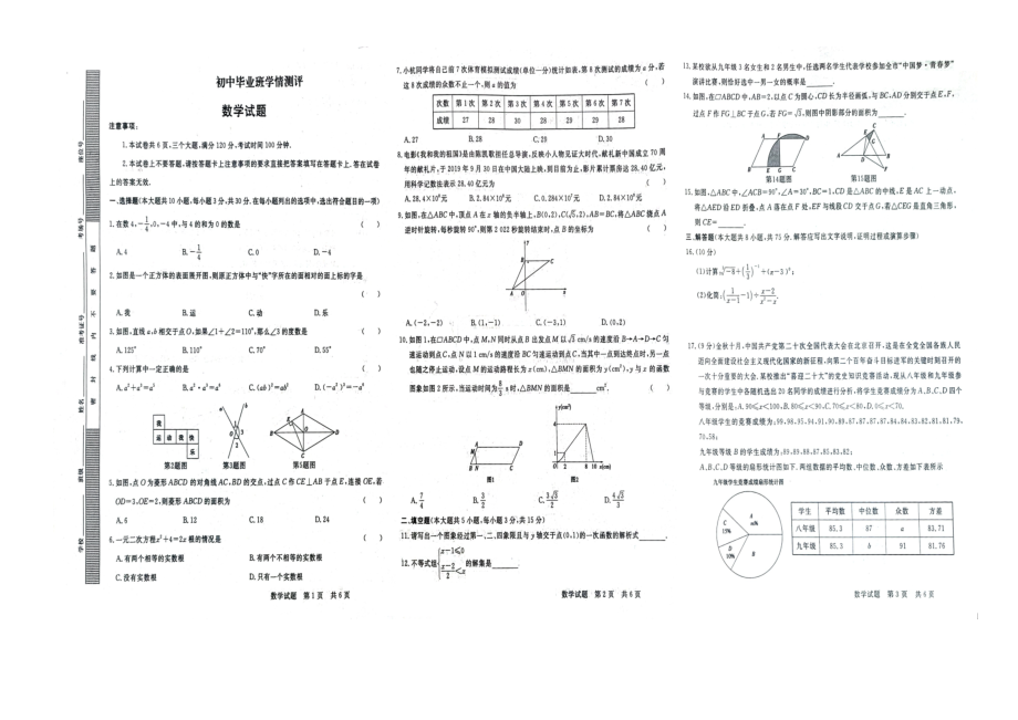 初中数学试题毕业班模拟考试.docx_第1页