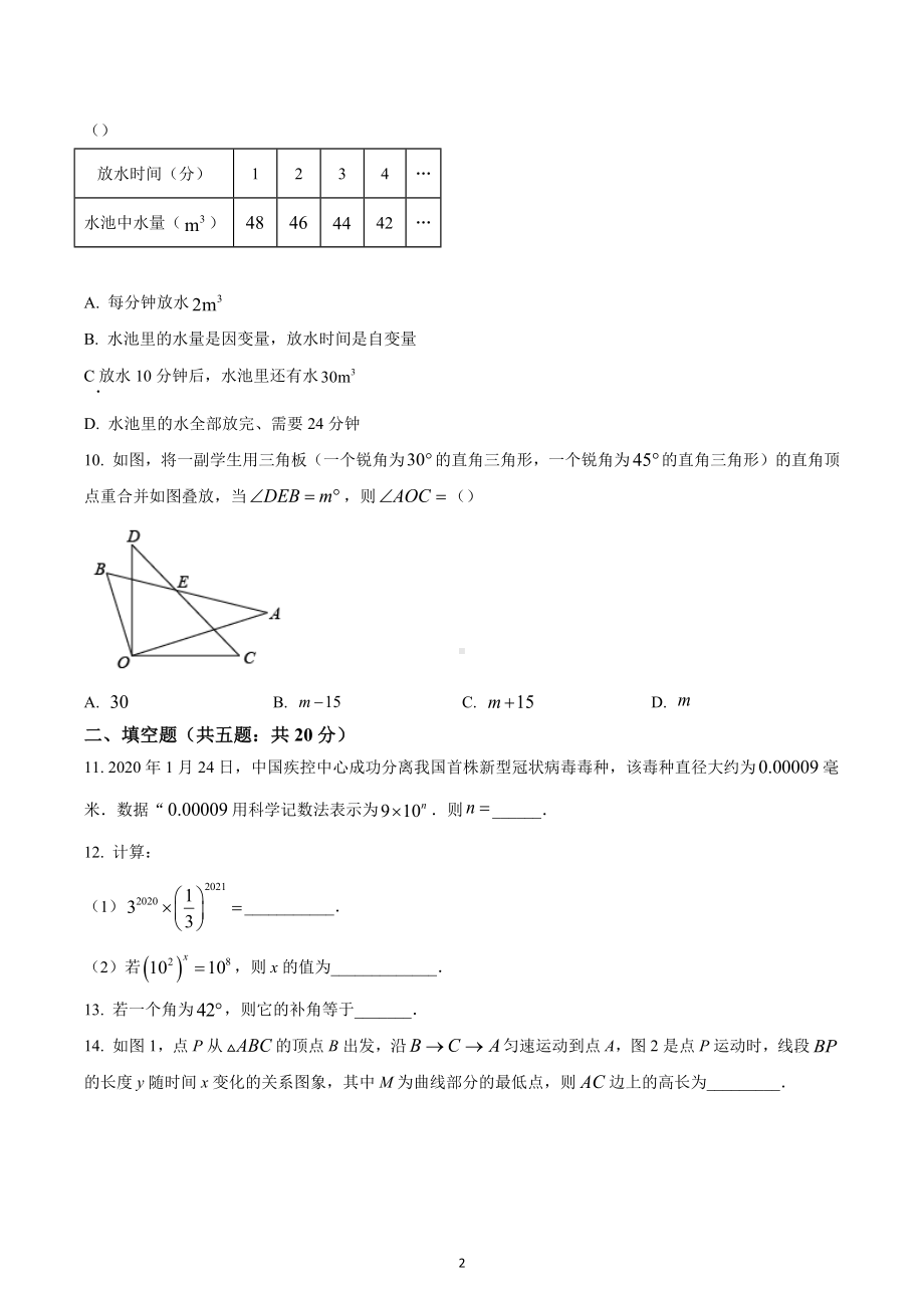 四川省成都市青羊区石室联合 2020-2021学年七年级下学期期中数学试题.docx_第2页