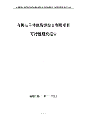 有机硅单体氯资源综合利用项目可行性报告（写作模板）.doc