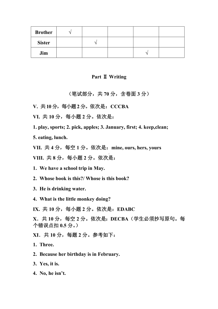 人教版小学五年级英语下册试卷试题三答案.docx_第3页