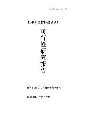 低碳新型材料项目可行性研究报告备案申请模板.doc