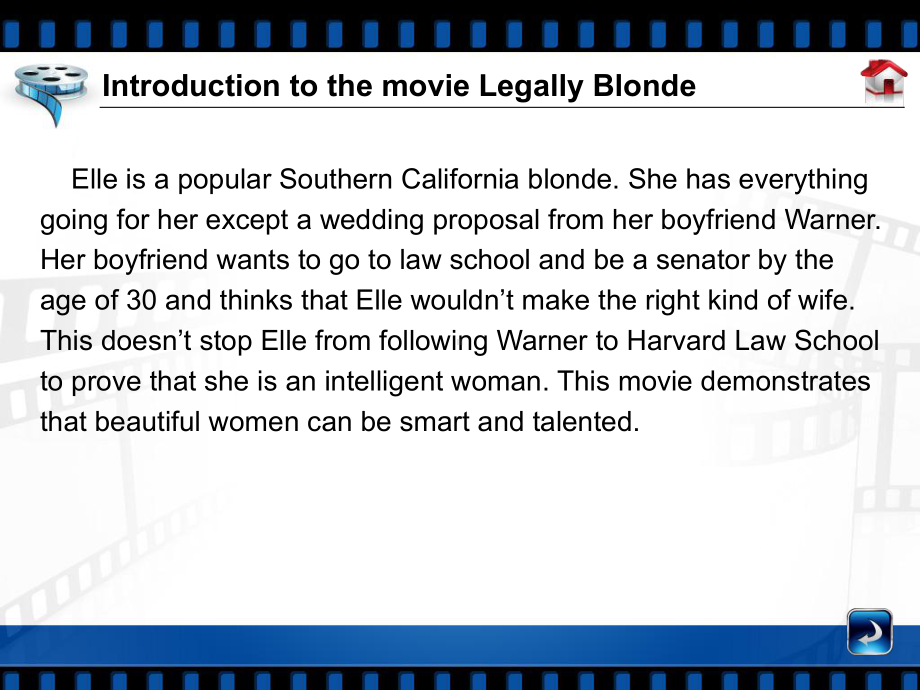 学术英语答案Test 1Introduction to the movie Legally Blonde.pptx_第2页