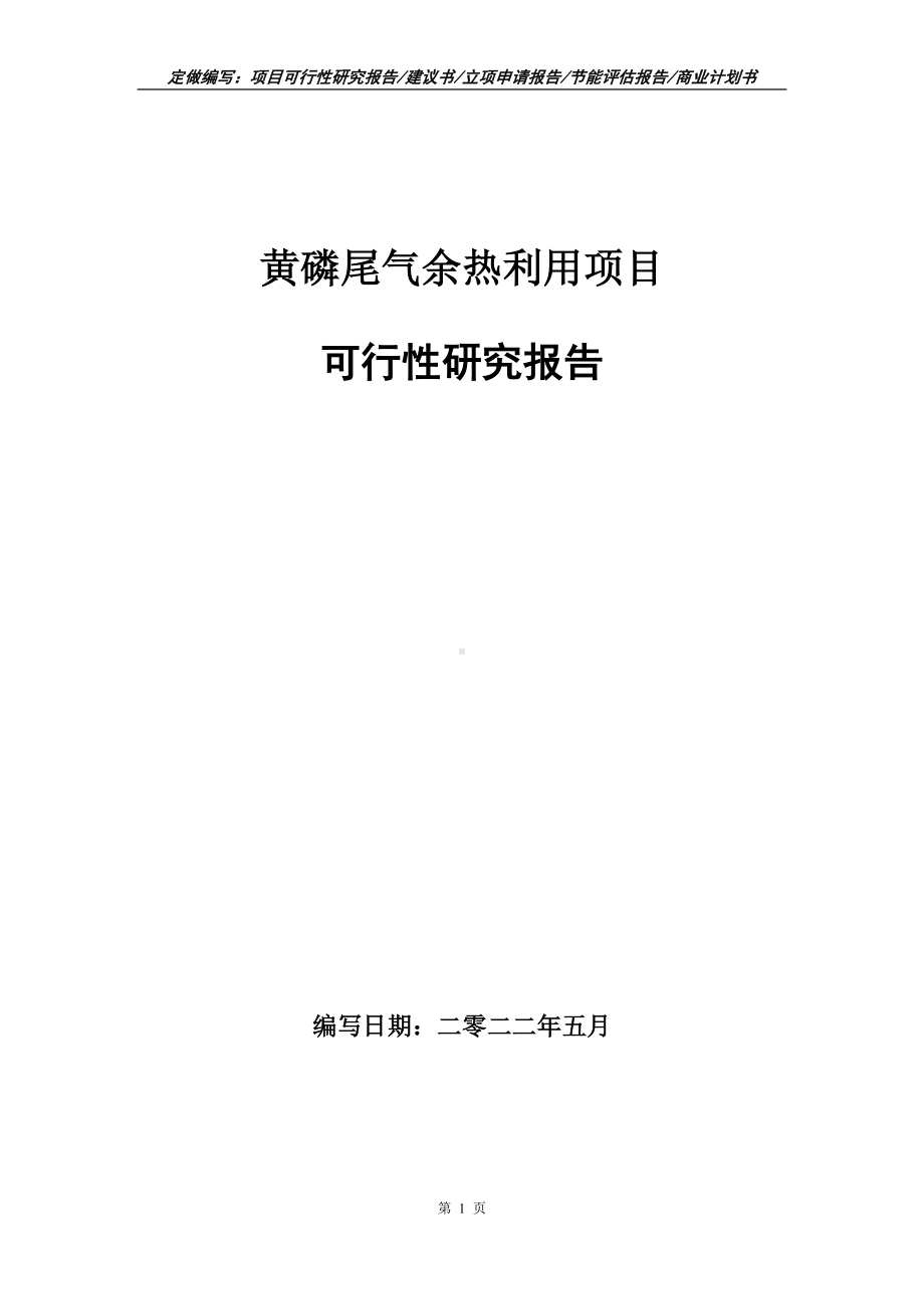 黄磷尾气余热利用项目可行性报告（写作模板）.doc_第1页