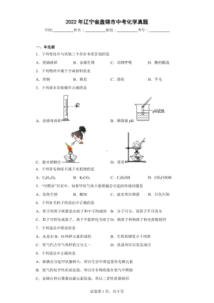 2022年辽宁省盘锦市中考化学真题.docx