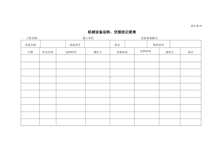 机械设备运转、交接班记录表.doc_第1页