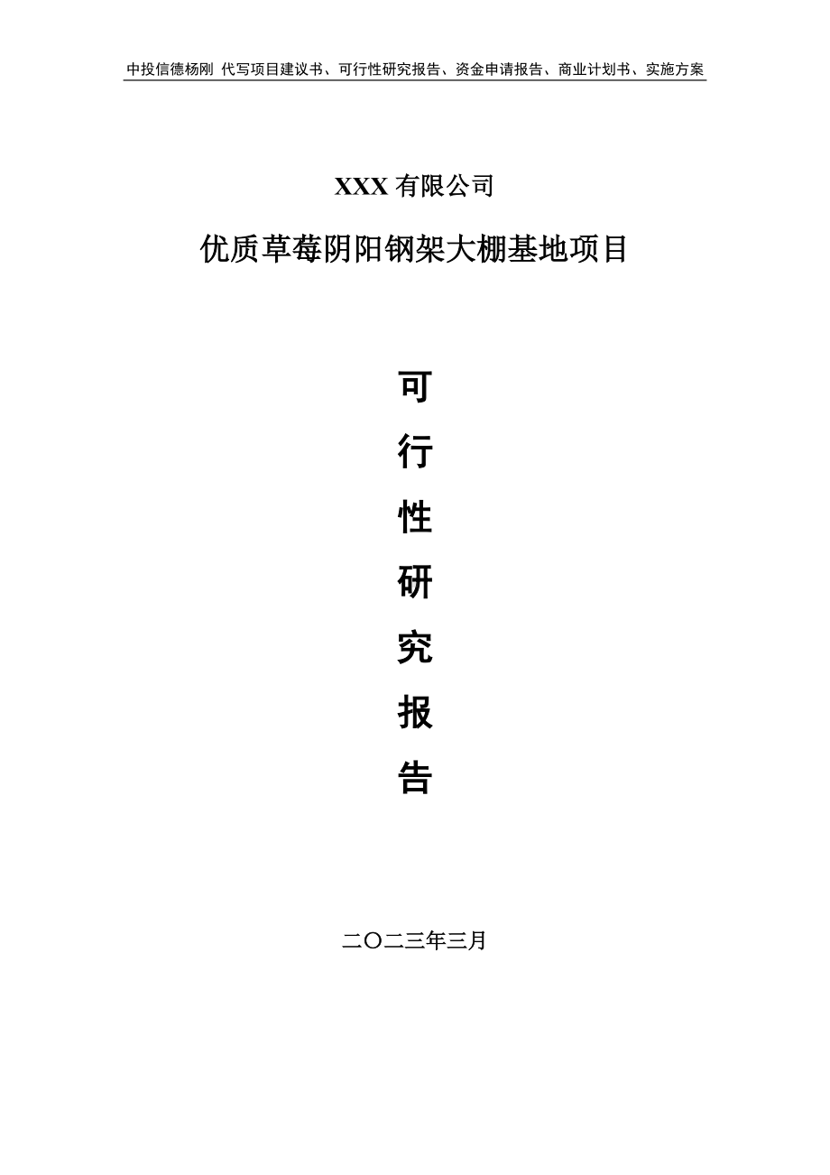 优质草莓阴阳钢架大棚基地项目可行性研究报告建议书.doc_第1页