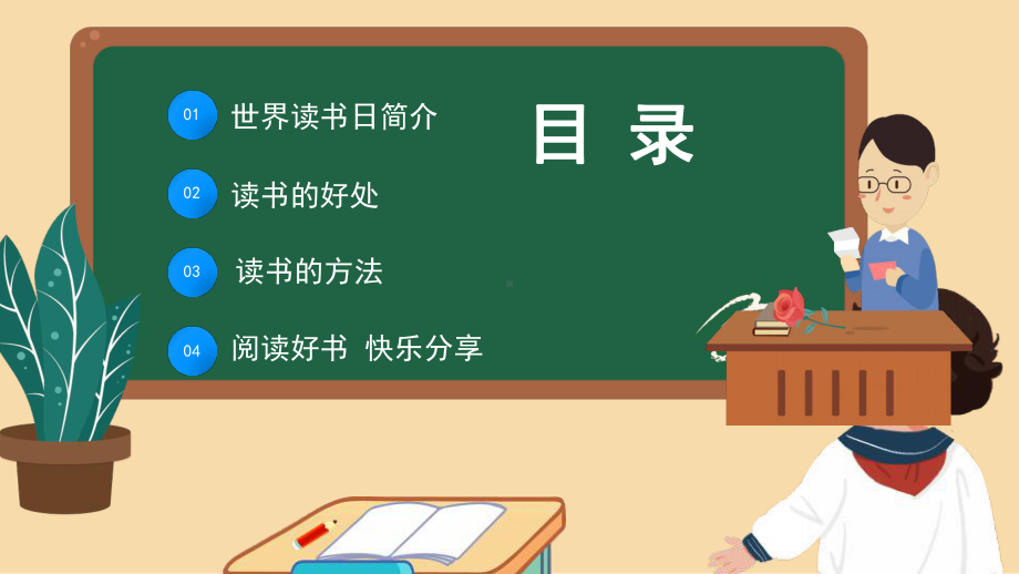 2023黑板风423小学生世界读书日PPT模板.pptx_第2页