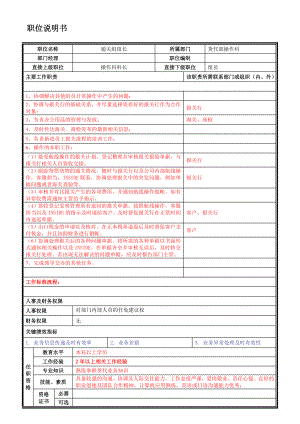 货代部通关组组长岗位说明书.doc