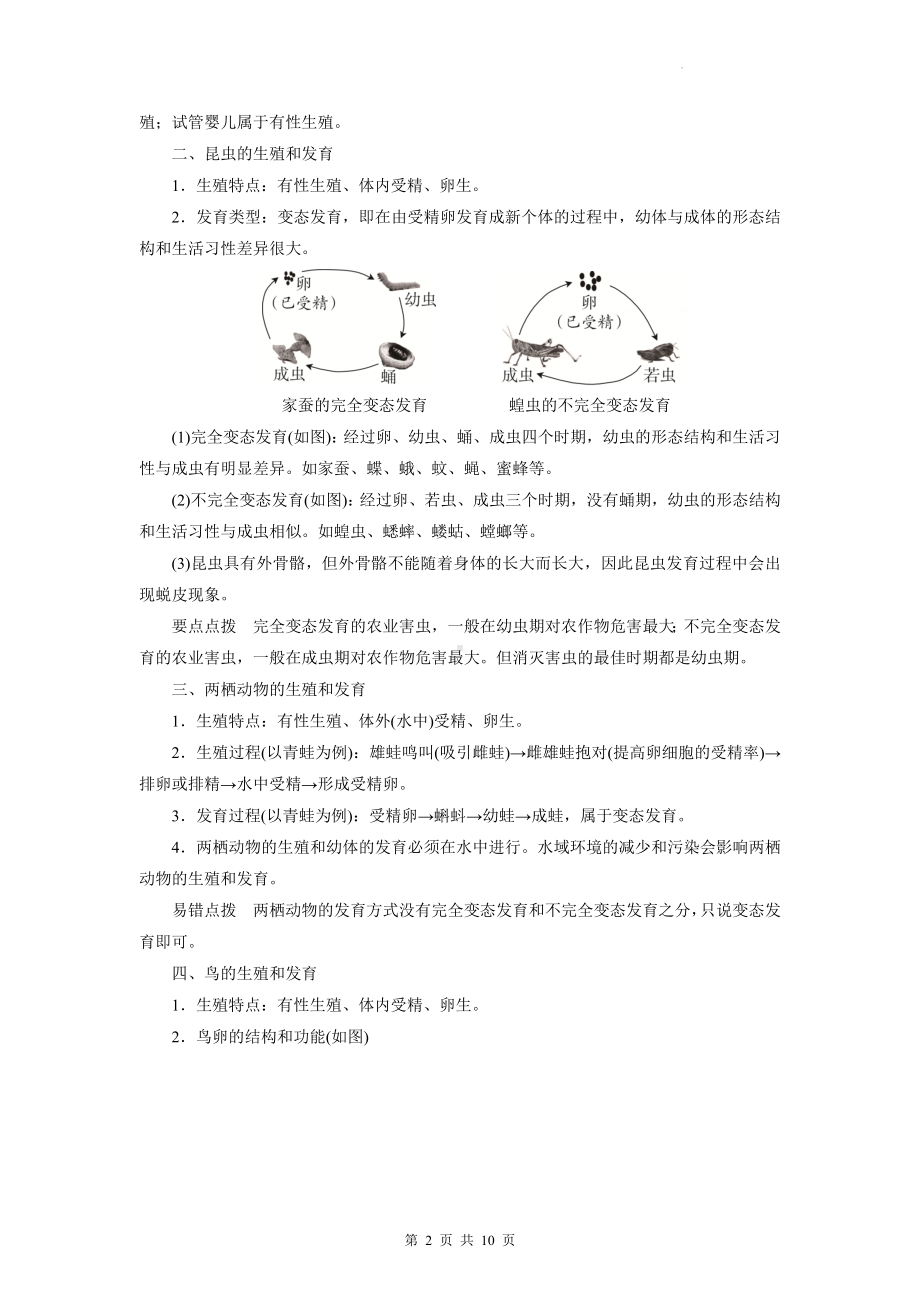 人教版八年级下册生物期末复习知识点考点提纲.docx_第2页