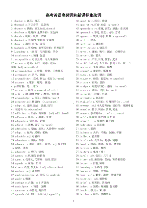 高中英语高考高频词和新课标生疏词汇总（共580个）.doc