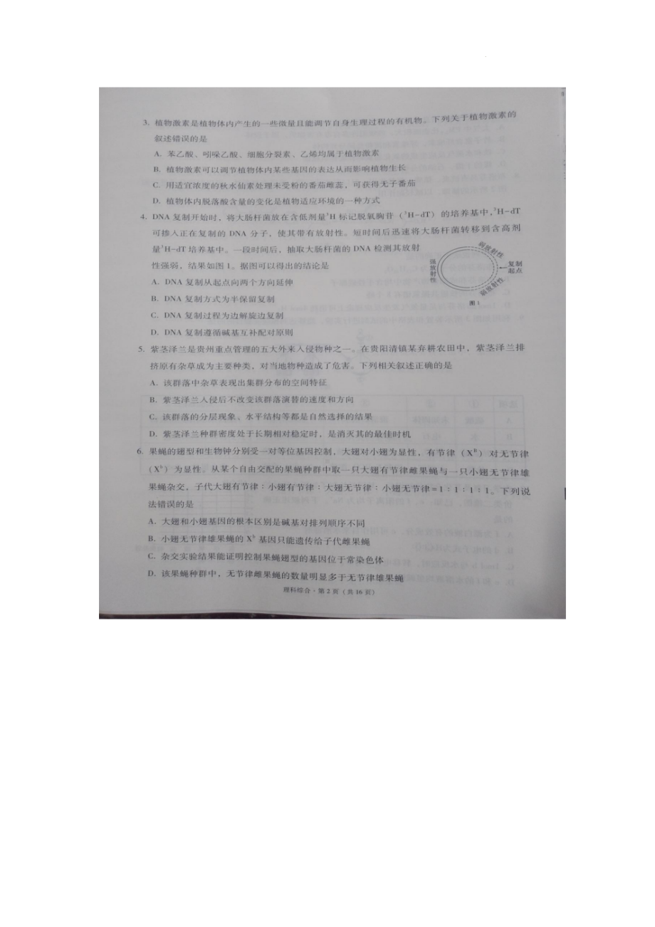 2023届贵州省3+3+3高考备考诊断性联考（二）理科综合试卷+答案.pdf_第2页