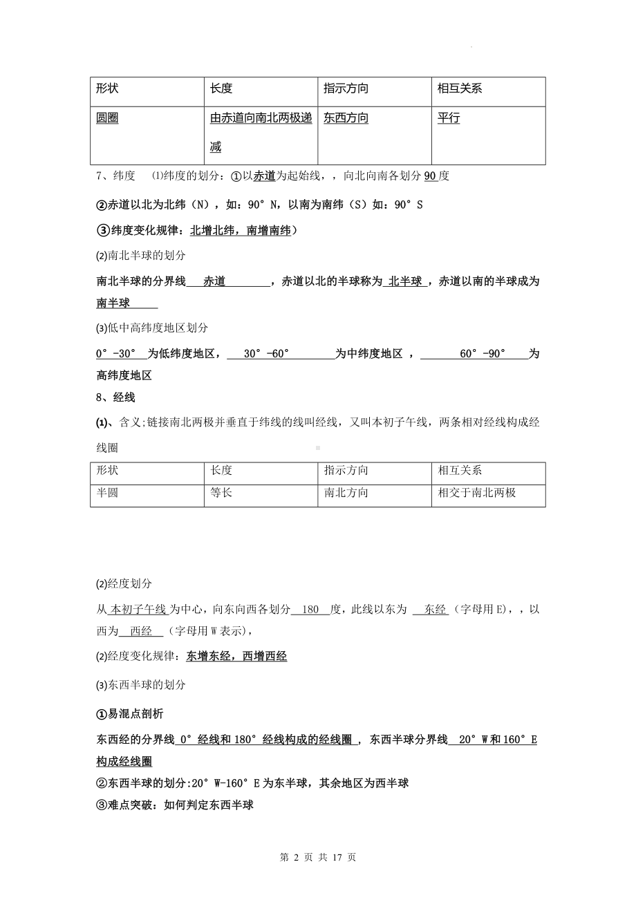 人教版七年级上册地理期末复习提纲.docx_第2页