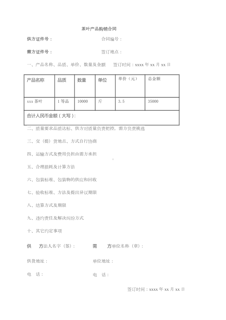 茶叶购销合同精简版购买茶叶合同茶叶采购合同范本简易版.docx_第1页