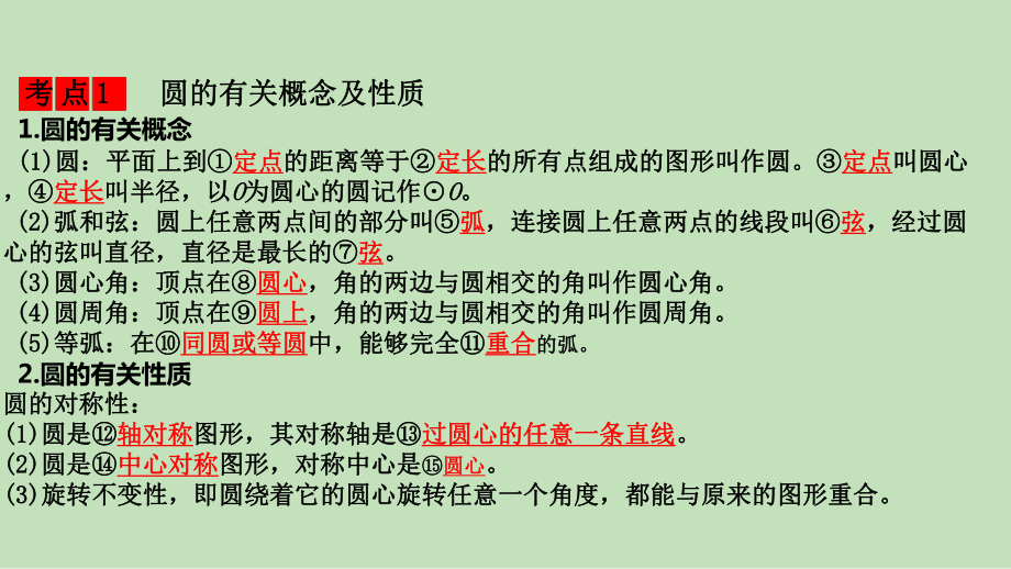 2021年 陕西省数学中考专题复习 第六章 圆 6.1 圆的性质6.3 与圆有关的计算ppt课件.ppt_第2页