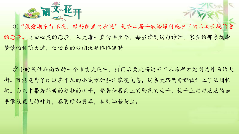 语文花开现代文阅读7年级记叙文阅读人生感悟 （六）绿阴不减来时路.pptx_第2页