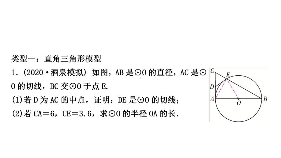 2021年中考甘肃省专用数学专项突破七　与圆的切线有关的证明与计算ppt课件.ppt_第3页