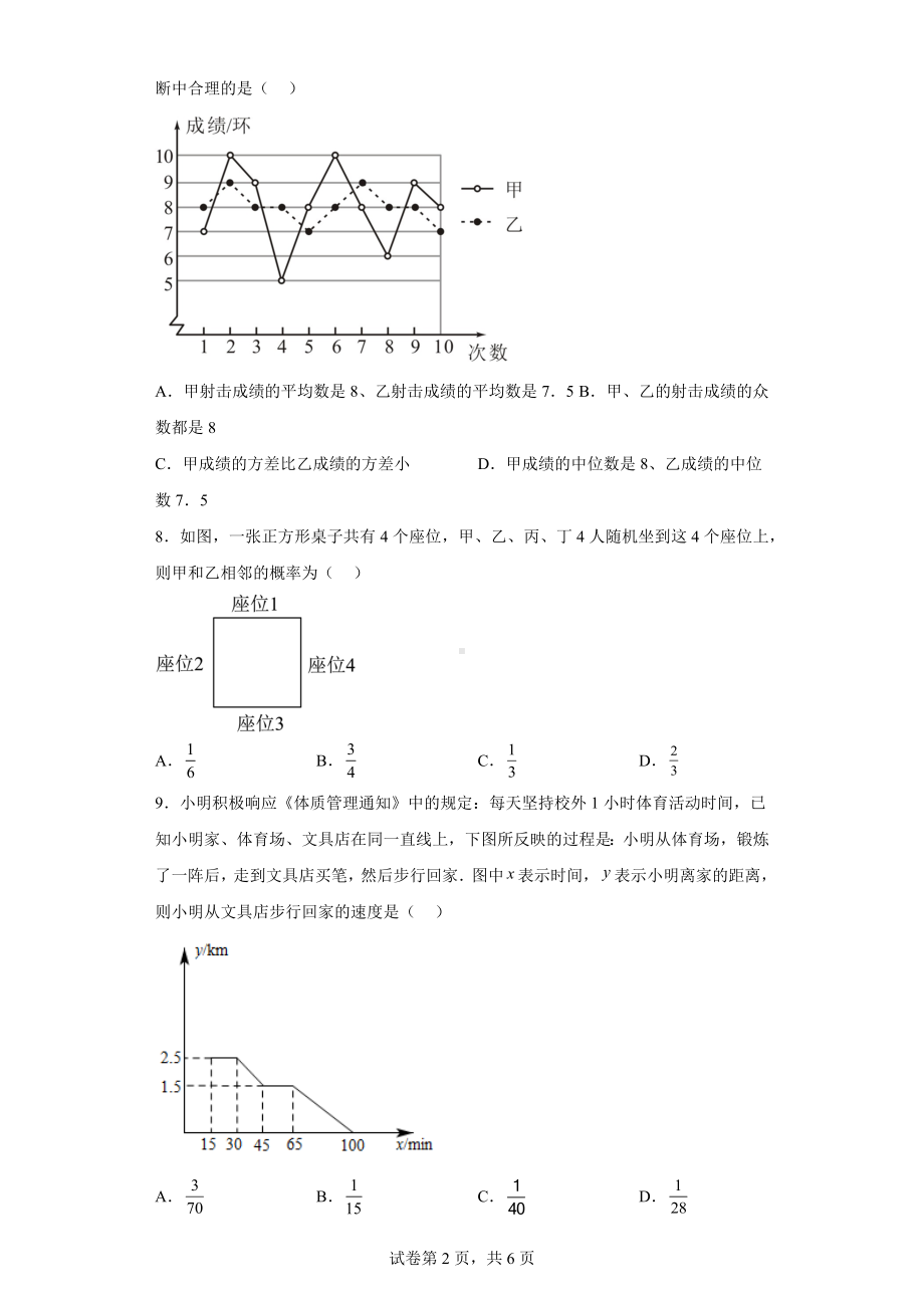 2023年安徽省亳州市蒙城县庄子中学中考模拟数学试题.docx_第2页