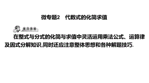 第33讲微专题2 代数式的化简求值-2021年中考数学一轮复习ppt课件（广东专用）.pptx