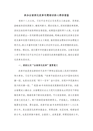 参加全面深化改革专题培训班心得供借鉴.docx