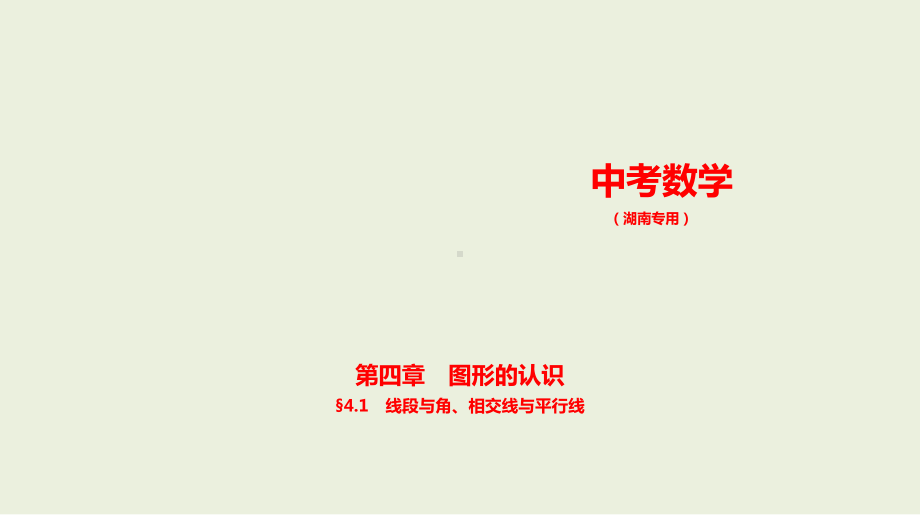 2021年湖南省数学中考复习考点分层训练§4.1　线段与角、相交线与平行线.pptx ppt课件.ppt_第1页