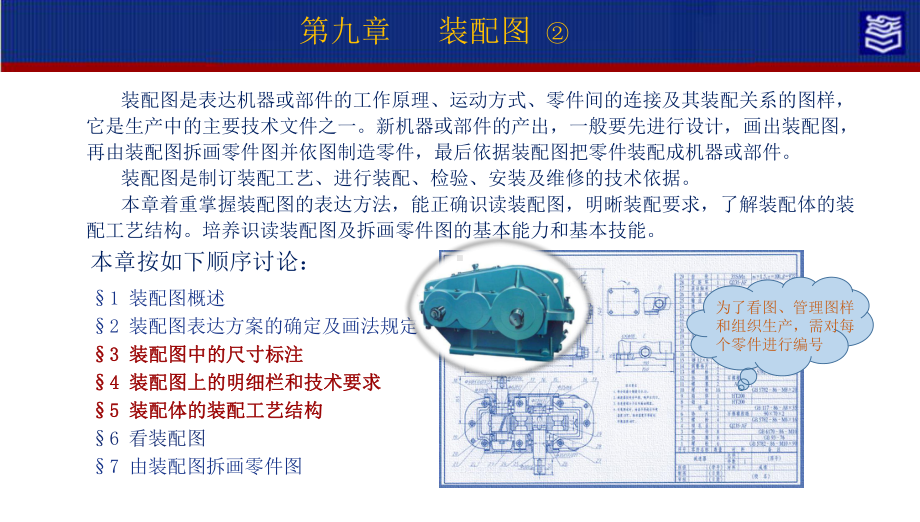 机械制图第四版第九章装配图演示文稿9 §3～§5 装配图尺寸注法、明细栏及装配工艺.pptx_第2页