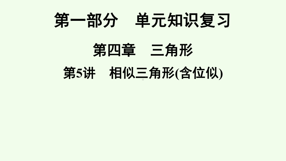 2021年广东省深圳市数学中考专题复习ppt课件　相似三角形(含位似).ppt_第1页