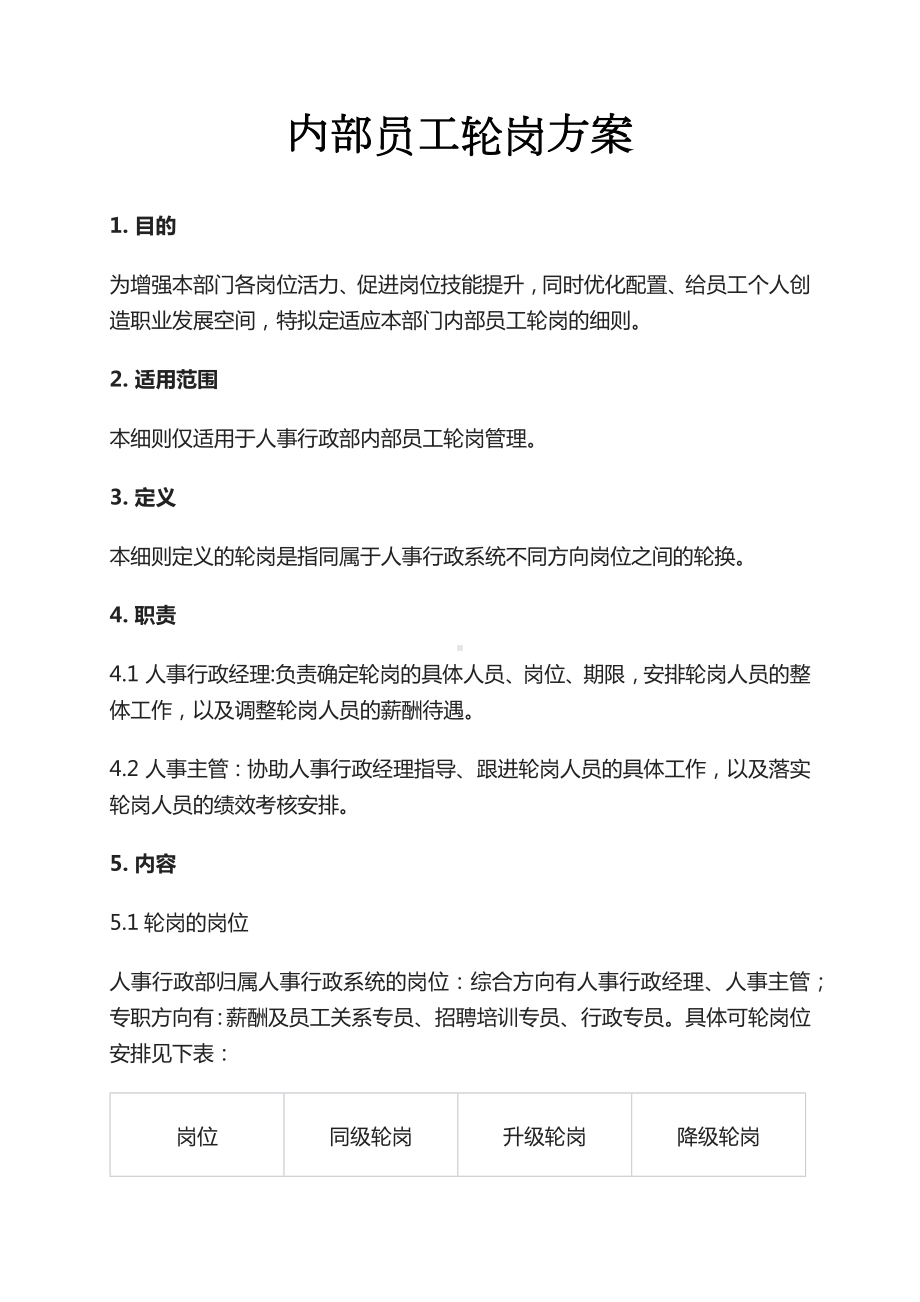 人员轮岗方案单位内部轮岗制度员工交流轮岗工作方案.docx_第1页