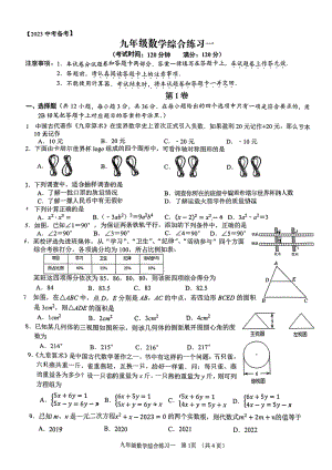 广西南宁市青秀区第三中学初中部2022-2023学年九年级下学期3月月考数学试题.pdf