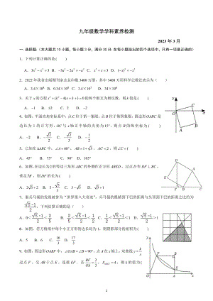 山东省枣庄市薛城区五校2022-2023学年九年级下学期学科素养数学测试题.docx