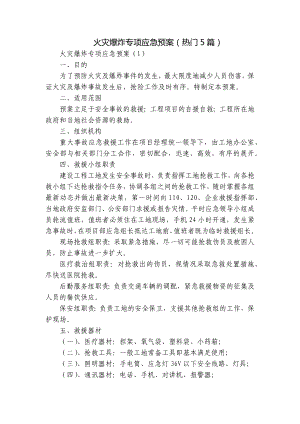 火灾爆炸专项应急预案（热门5篇）.docx