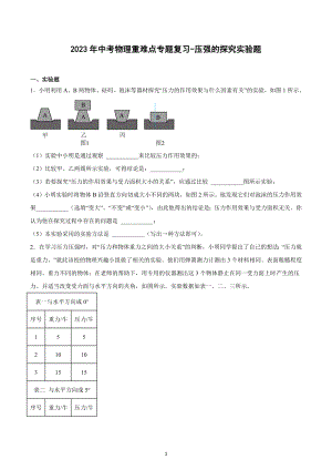 2023年中考物理重难点专题复习-压强的探究实验题.docx