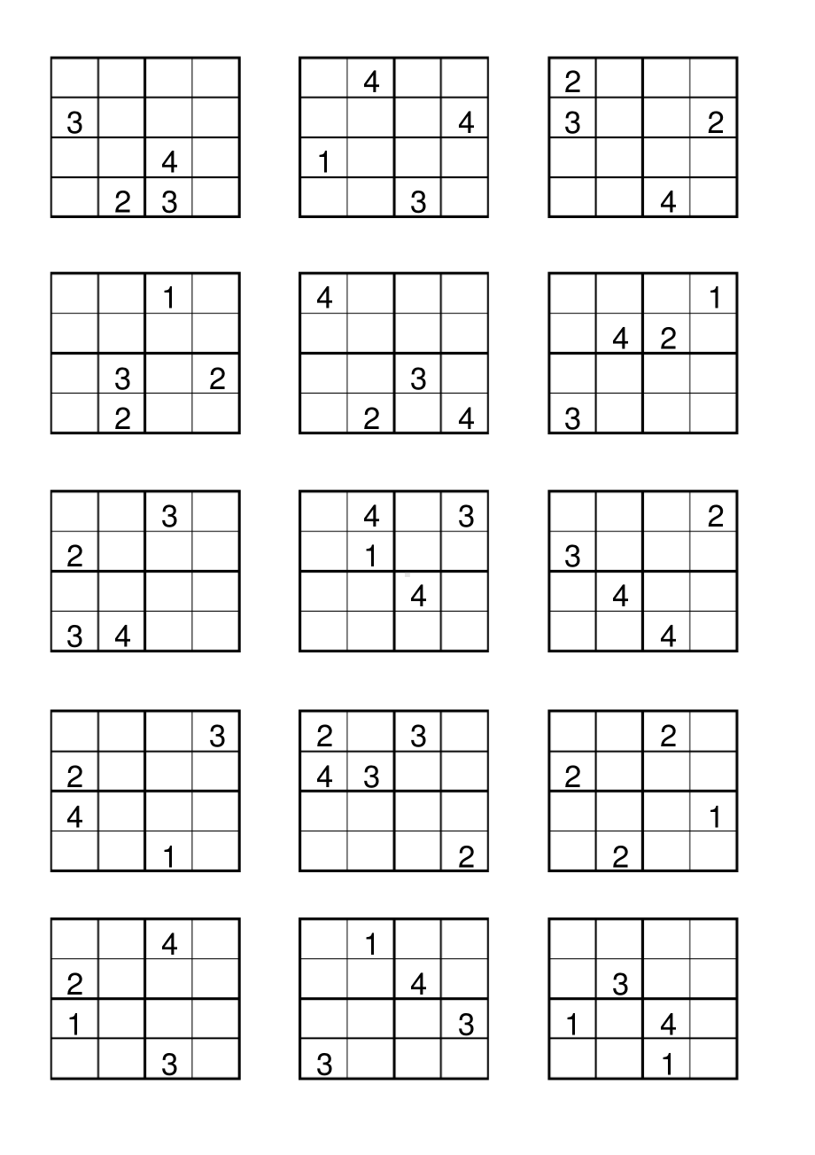 四宫格数独题目204道(可直接打印)及空表(一年级数独题练习).pdf_第1页