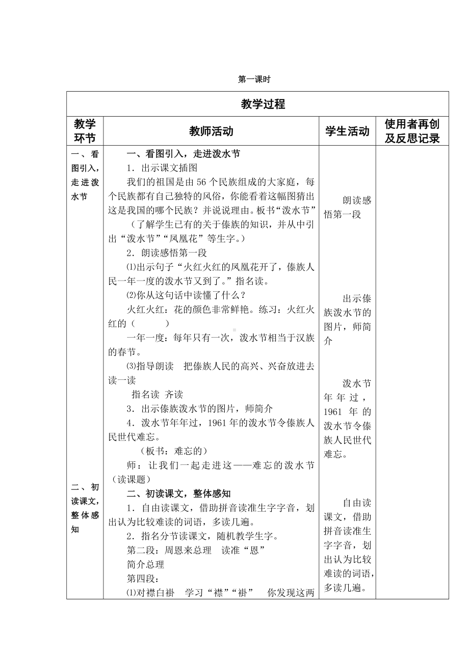 小学二年级上册六单元17教案难忘的泼水节1.docx_第3页