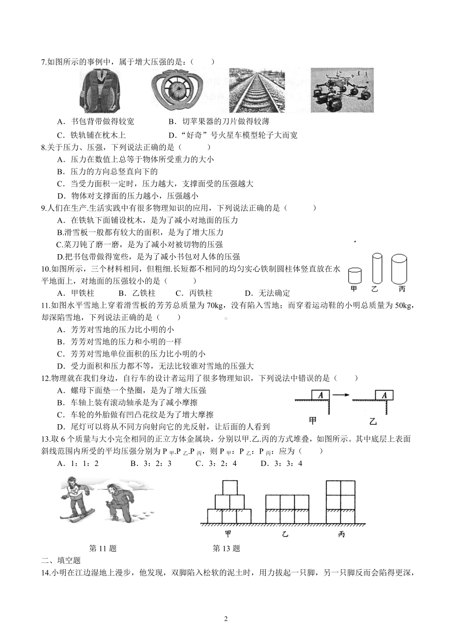 2023年中考物理一轮复习专项梳理与练习-压强.docx_第2页